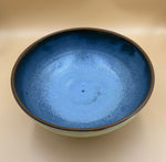 Indlæs billede til gallerivisning Frugtskål på fod gul/blå h12,ø20 cm
