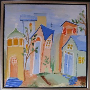 Skaeve Huse i pastel II 40x40 oktober 2008