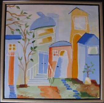 Skaeve Huse i pastel I 40x40 oktober 2008