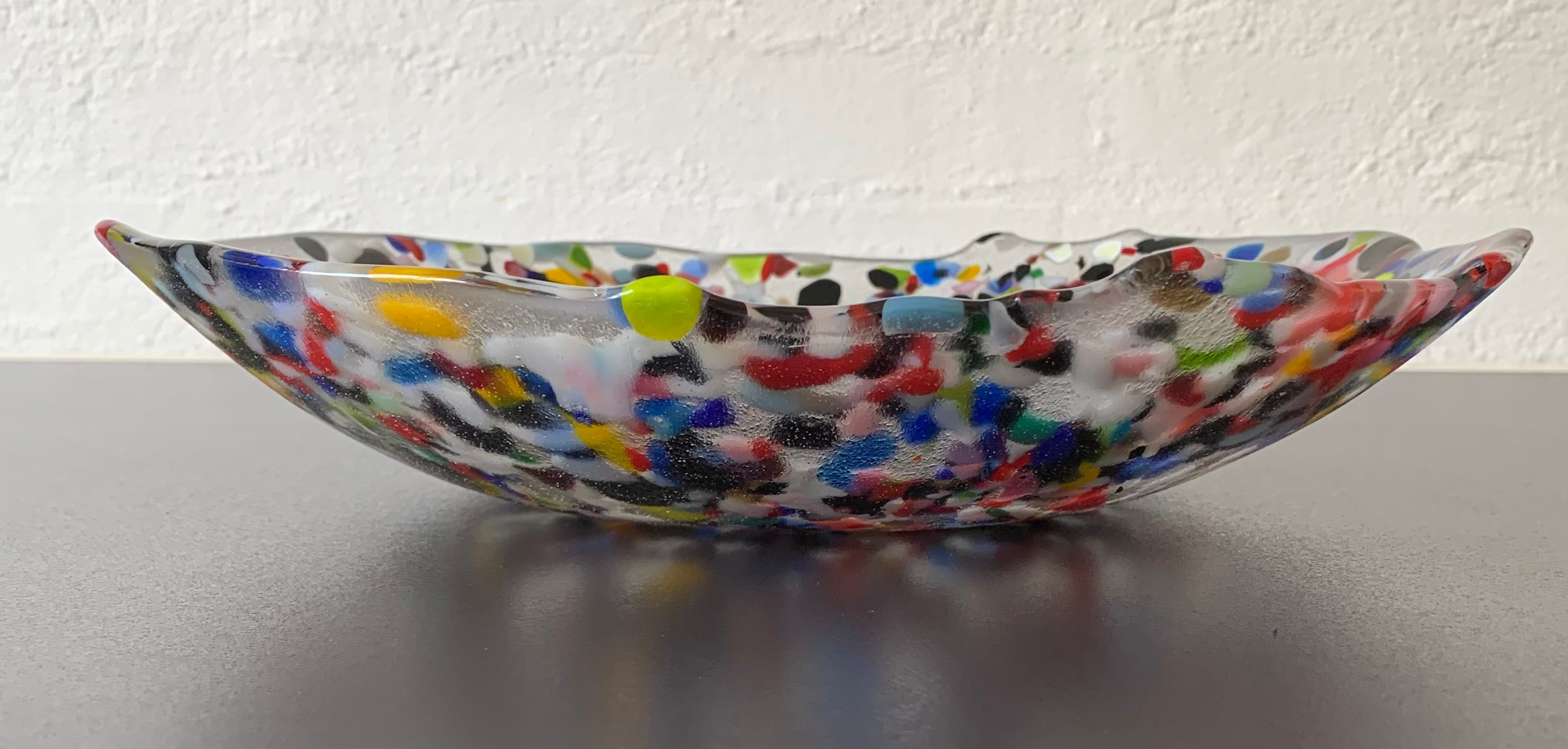 Glasfad ø33 cm, 6 cm multifarvet