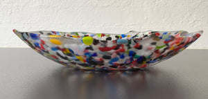 Glasfad ø33 cm, 6 cm multifarvet