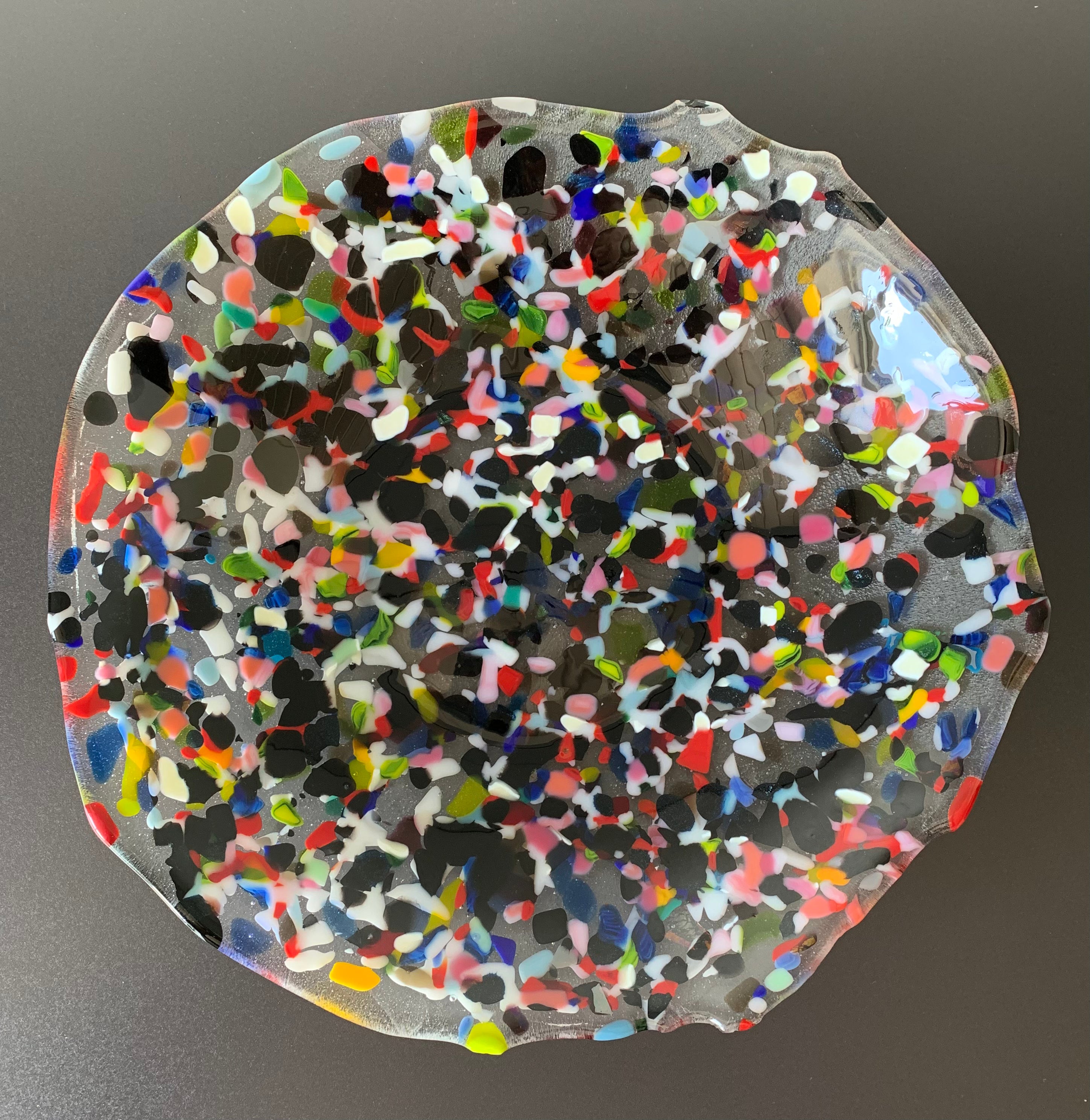 Glasfad ø33 cm, 6 cm multifarvet